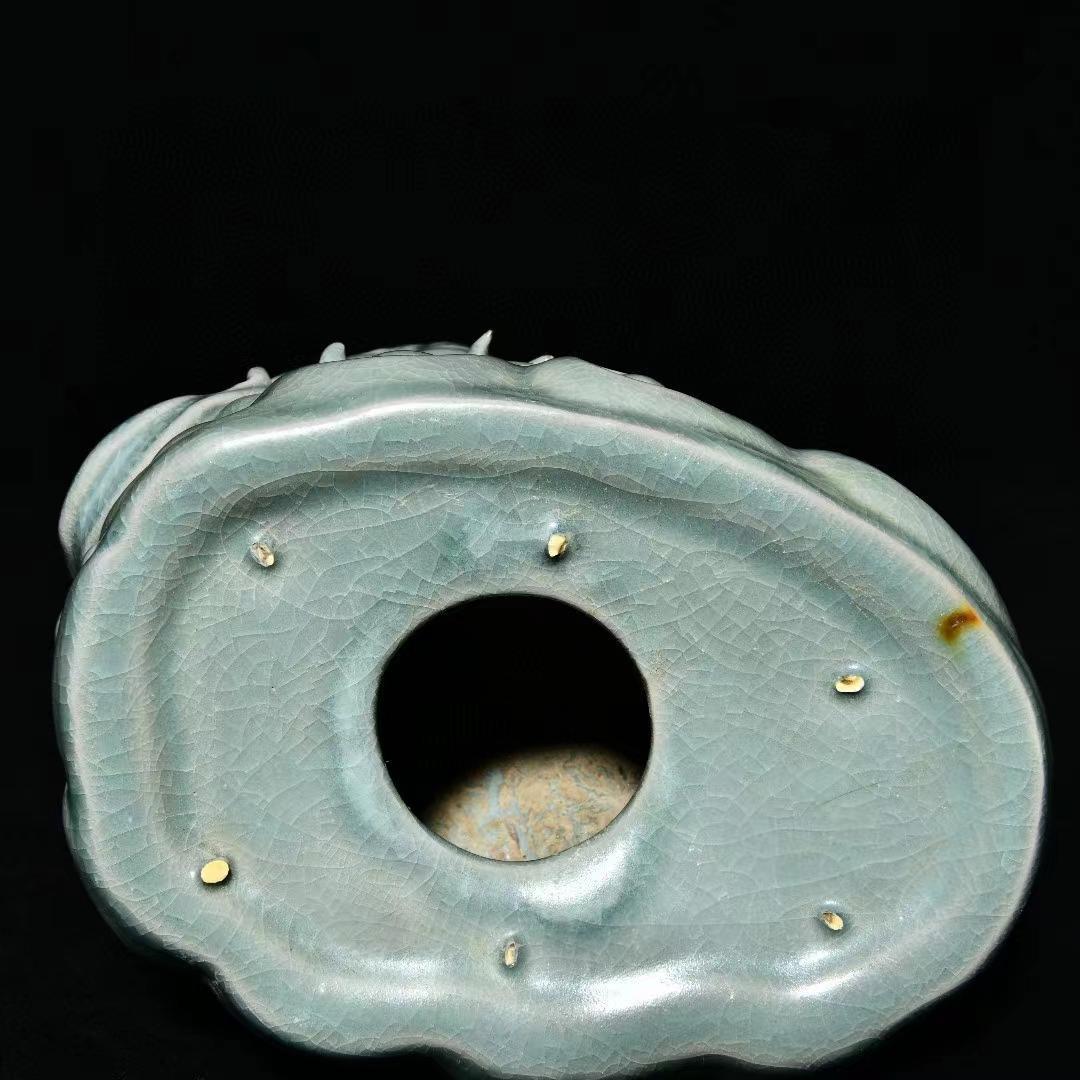 中国古美術・旧蔵の陶磁器、招福の瑞獣・19x30・案頭・置物・文房具・風水