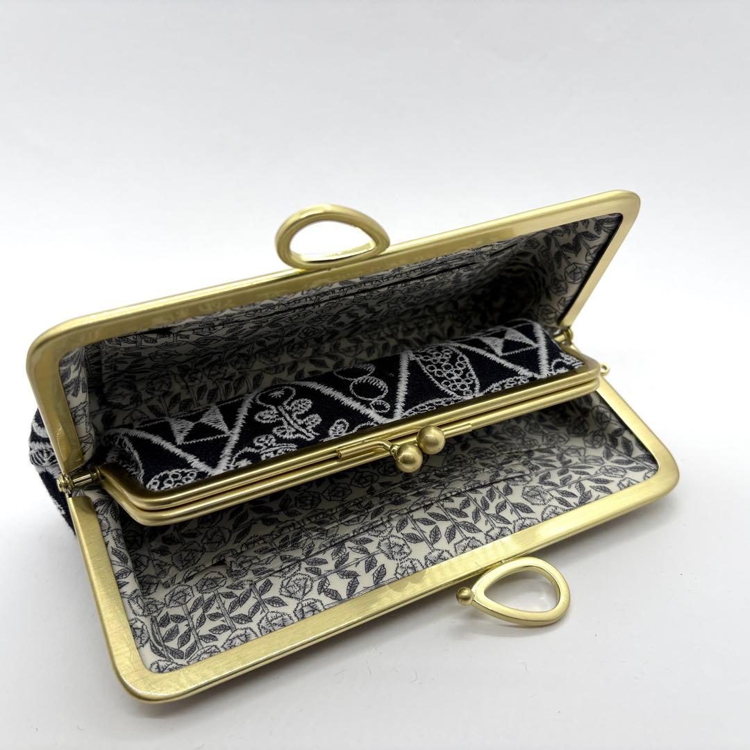 ハンドメイドミナペルホネン 親子長財布がま口symphonyネイビー