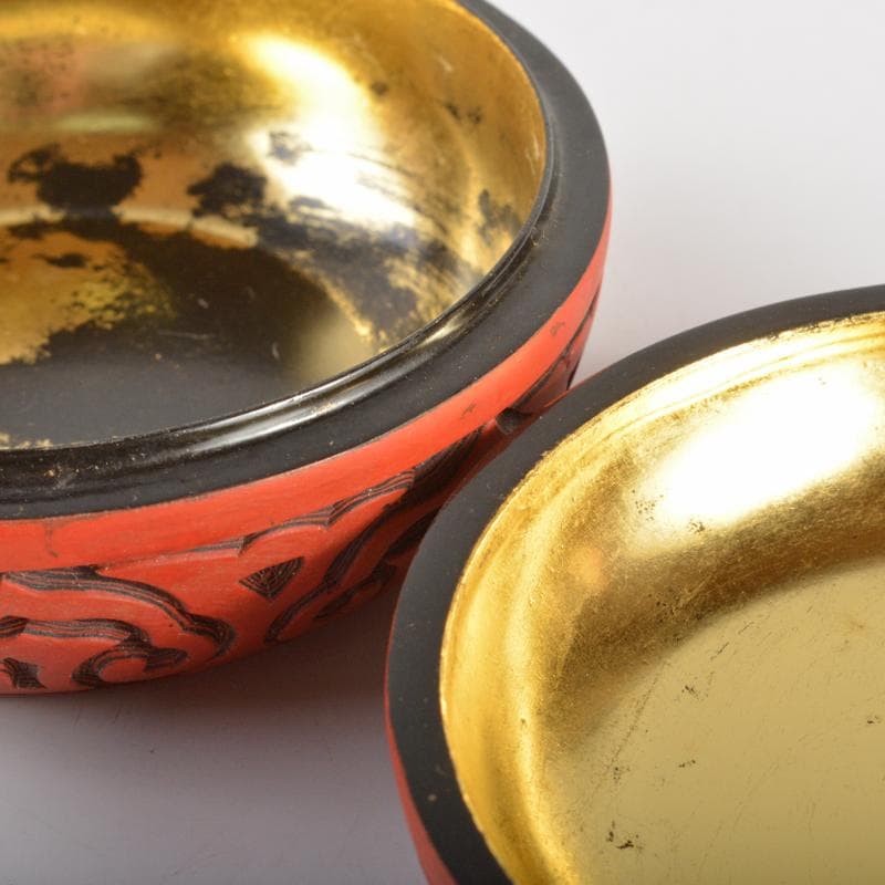 茶道具　豊月造　堆朱　香合　共箱　V　R6642