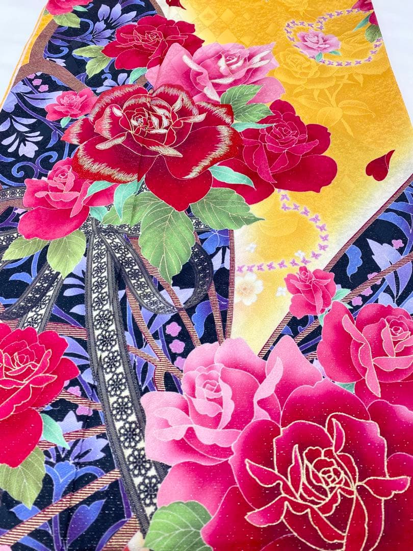 振袖 豪華 銀通し ラメ刺繍 金彩 紋意匠 身丈167cm