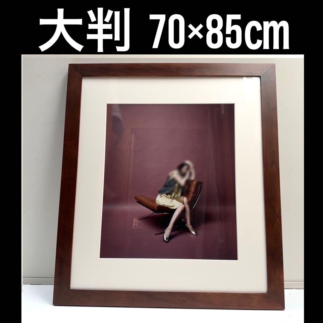 在庫30】額 額縁 木製 焦茶 ダークブラウン 大きいサイズ アート 写真 f