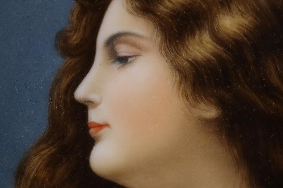 西洋美術 19世紀 KPM 美人像 手描陶板画 ベルリン王立磁器製陶