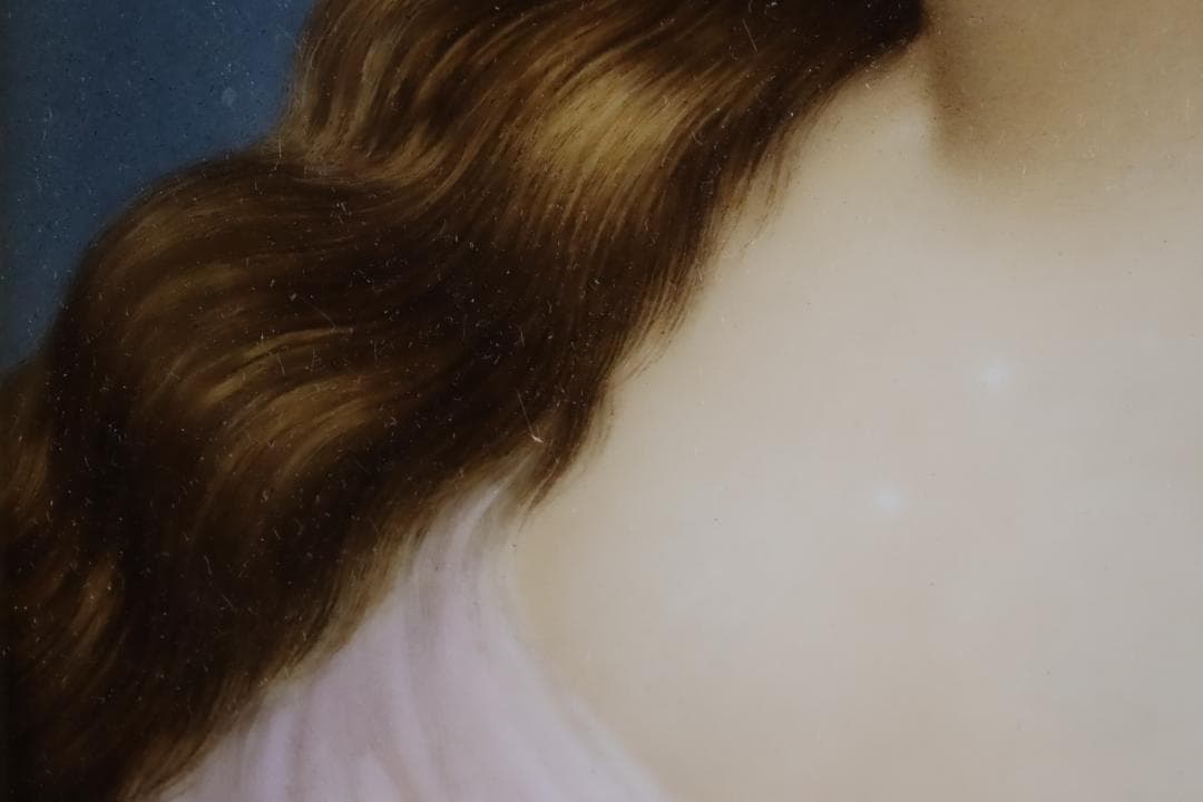 西洋美術 19世紀 KPM 美人像 手描陶板画 ベルリン王立磁器製陶