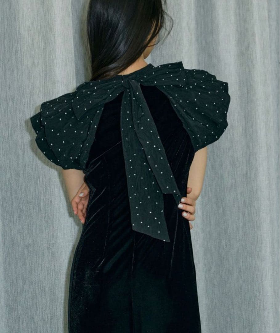 【なぬ】ANDRESD drape velour dress