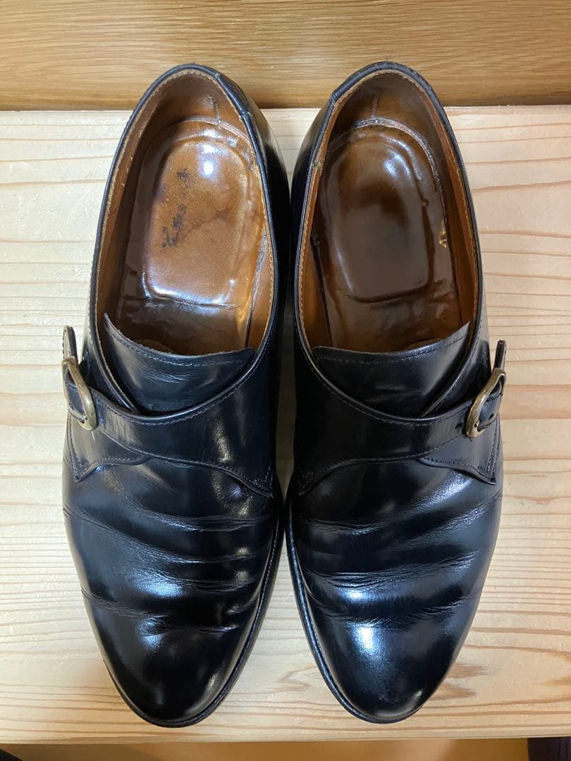 aldenオールデンモンクストラップ ブラックレザーシューズ81/2