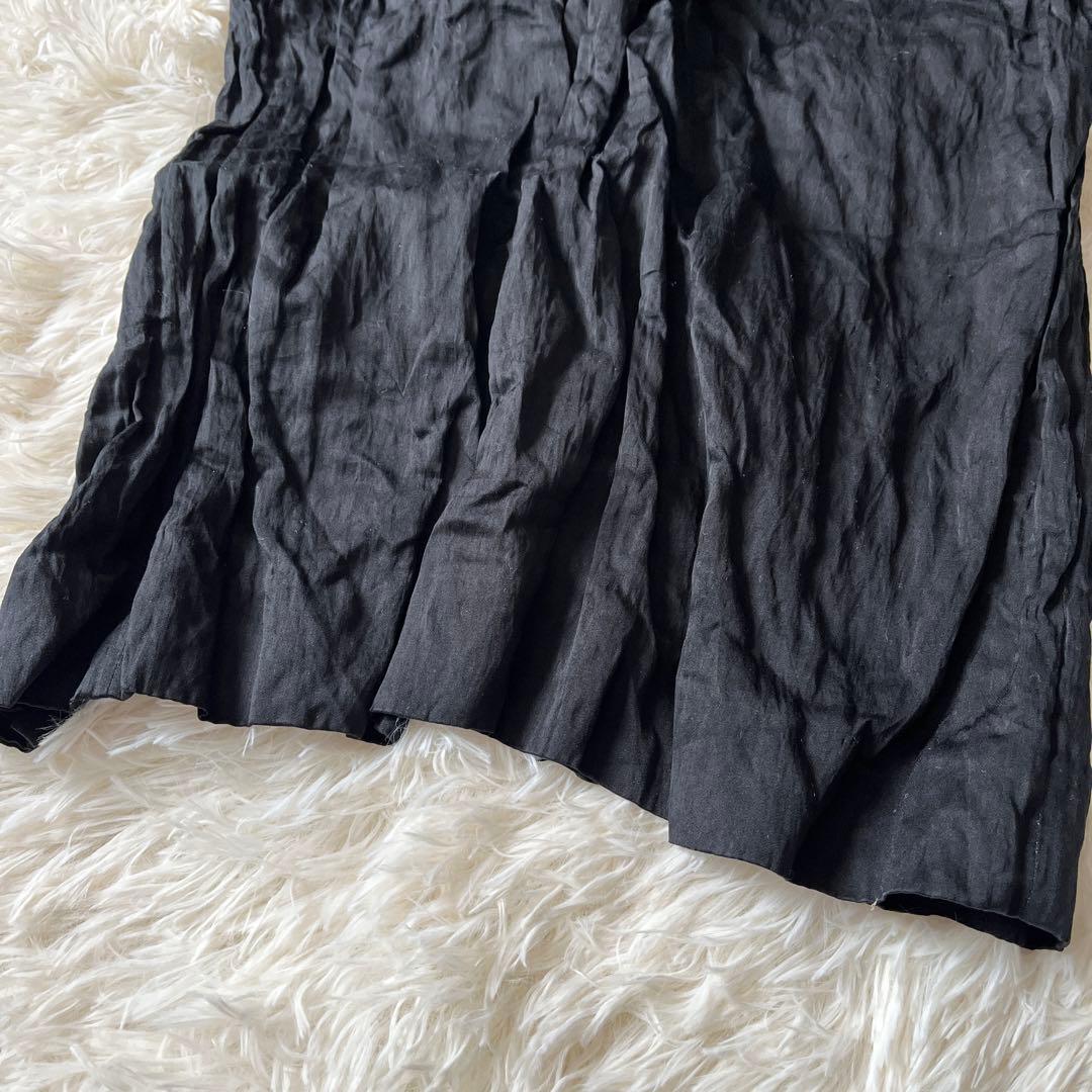 ダメージありPRADA プラダ タイトスカート ブラック リボン シワ加工