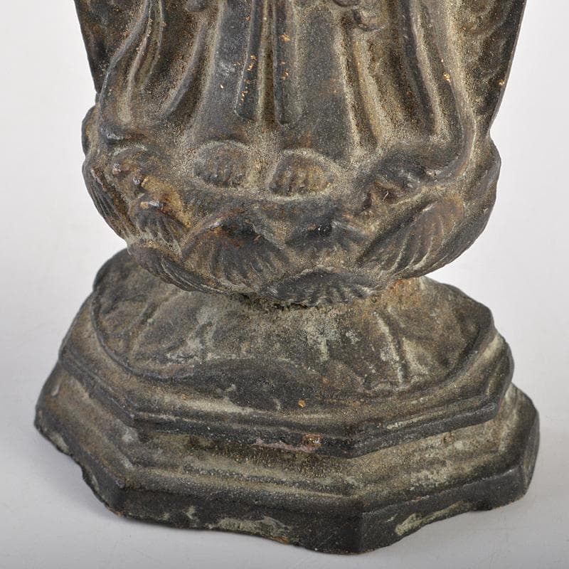 仏教美術 古銅鍍金 観音菩薩像 仏像 置物 観音開逗子付 C R7239