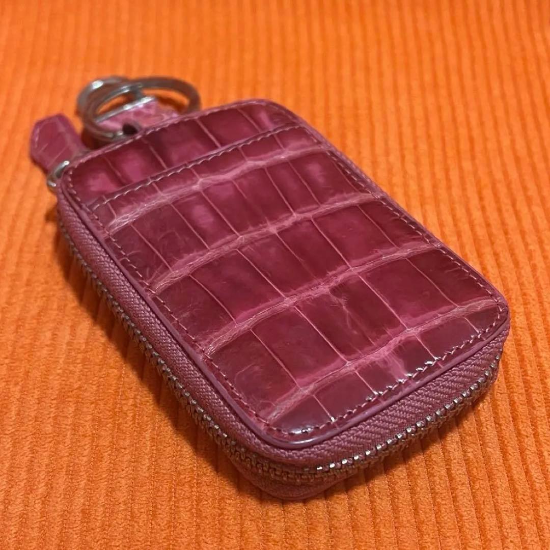 激レア】三京商会 ピンクレザー クロコダイル型押し キーケース メンズ