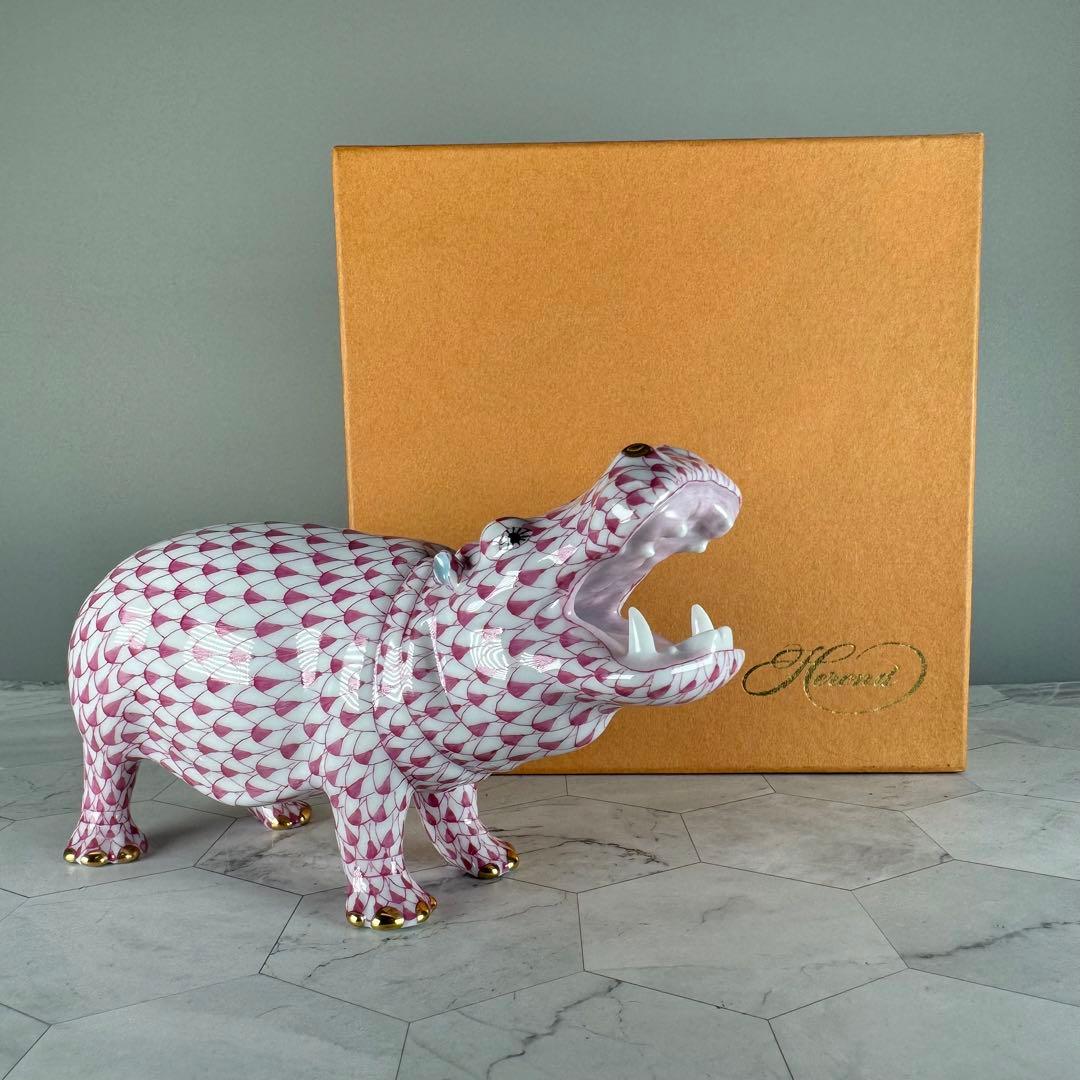 DA1292 ヘレンド　herend カバ 置物　陶器 DA1292 ヘレンド herend カバ 置物 陶器