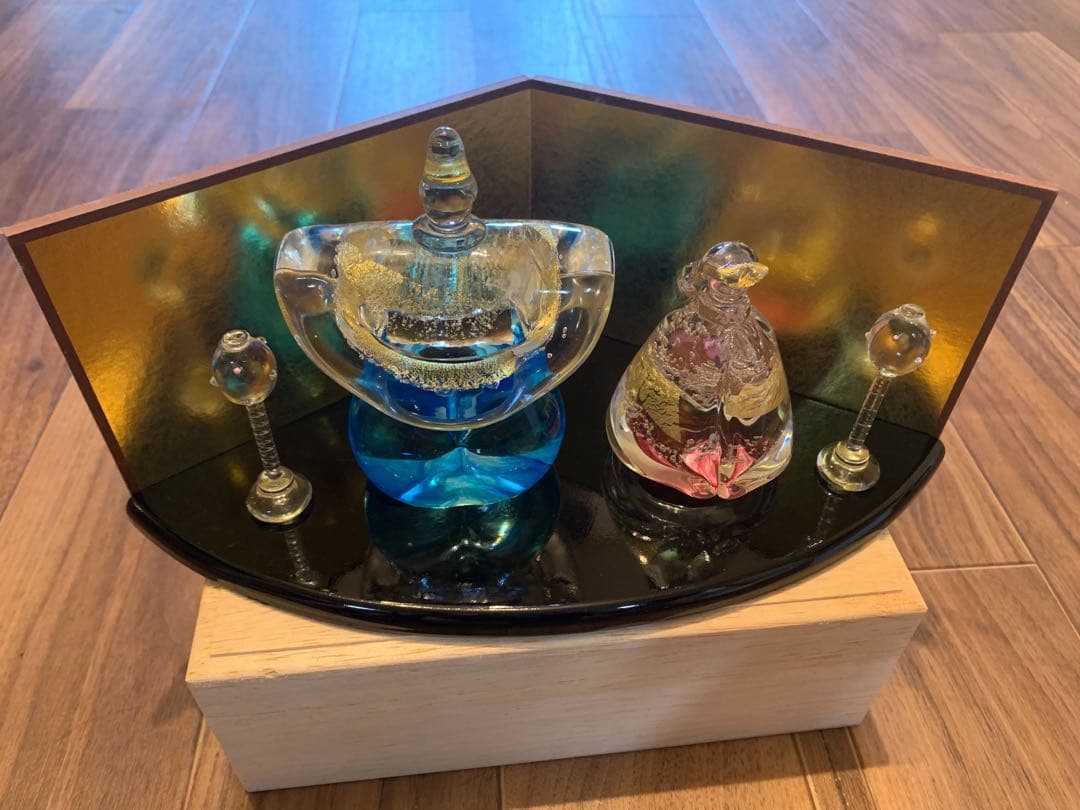 □瑠璃雛 雛人形 るりびな 奈良ガラス工房 金箔 立雛 お