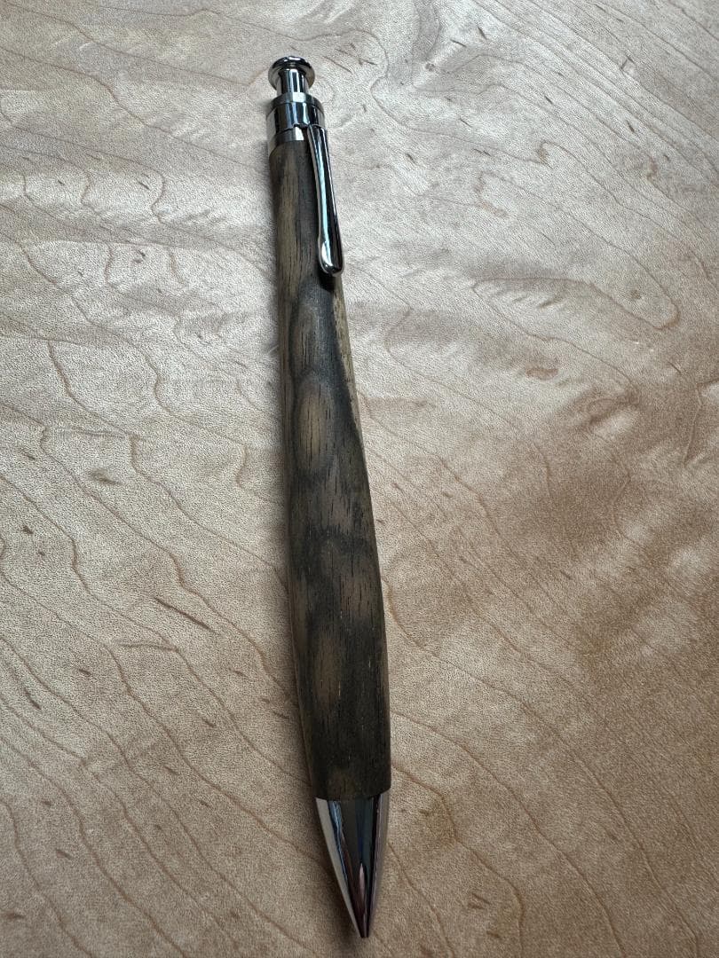 【工房楔　木軸ペン】黒柿　孔雀杢