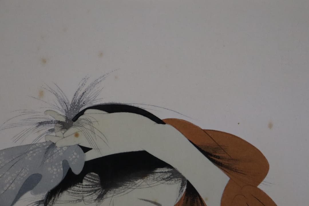 真作保証 中島潔 「ゆらめき」 木版画 直筆サイン有 儚げな女性画