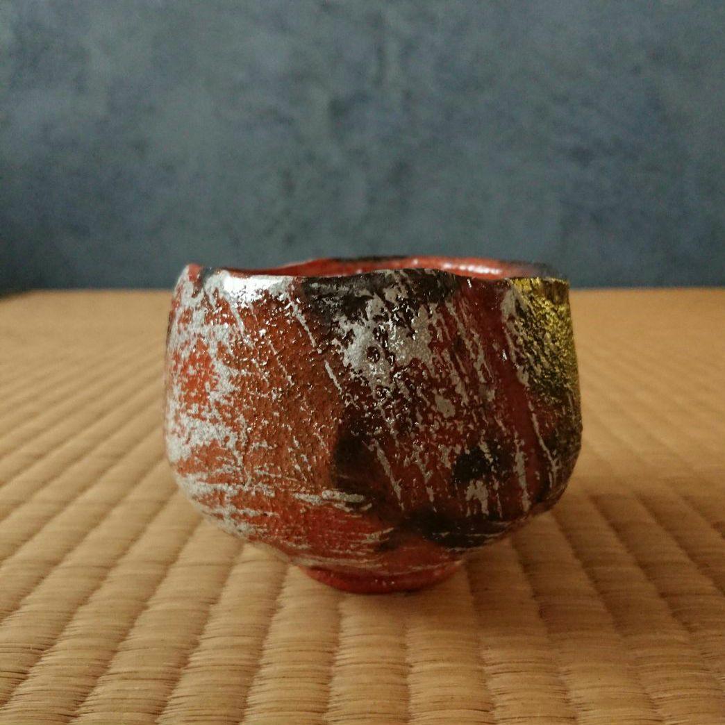 赤楽刷毛目茶碗 小服茶碗 茶箱 茶籠 新品未使用