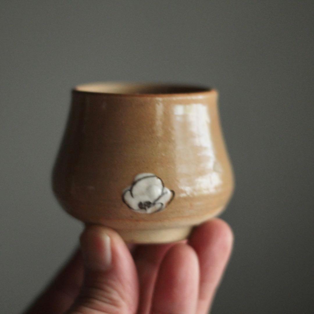 塩笥形 ぐい呑み 酒器 盃 古道具 アンティーク びわ色