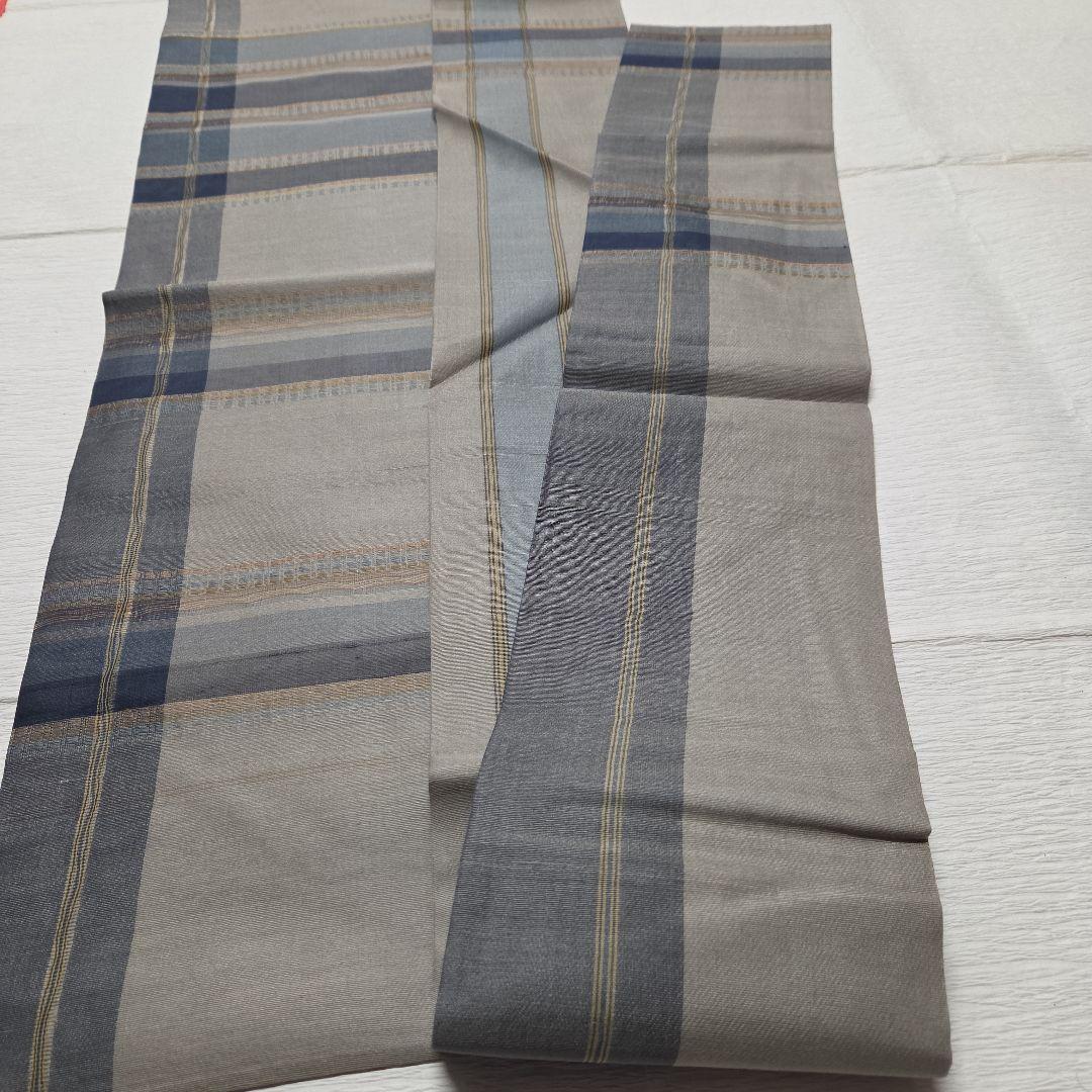 名古屋帯 両面かわり織り 格子 吉野間道 夏、単衣、袷オールシーズン 7228