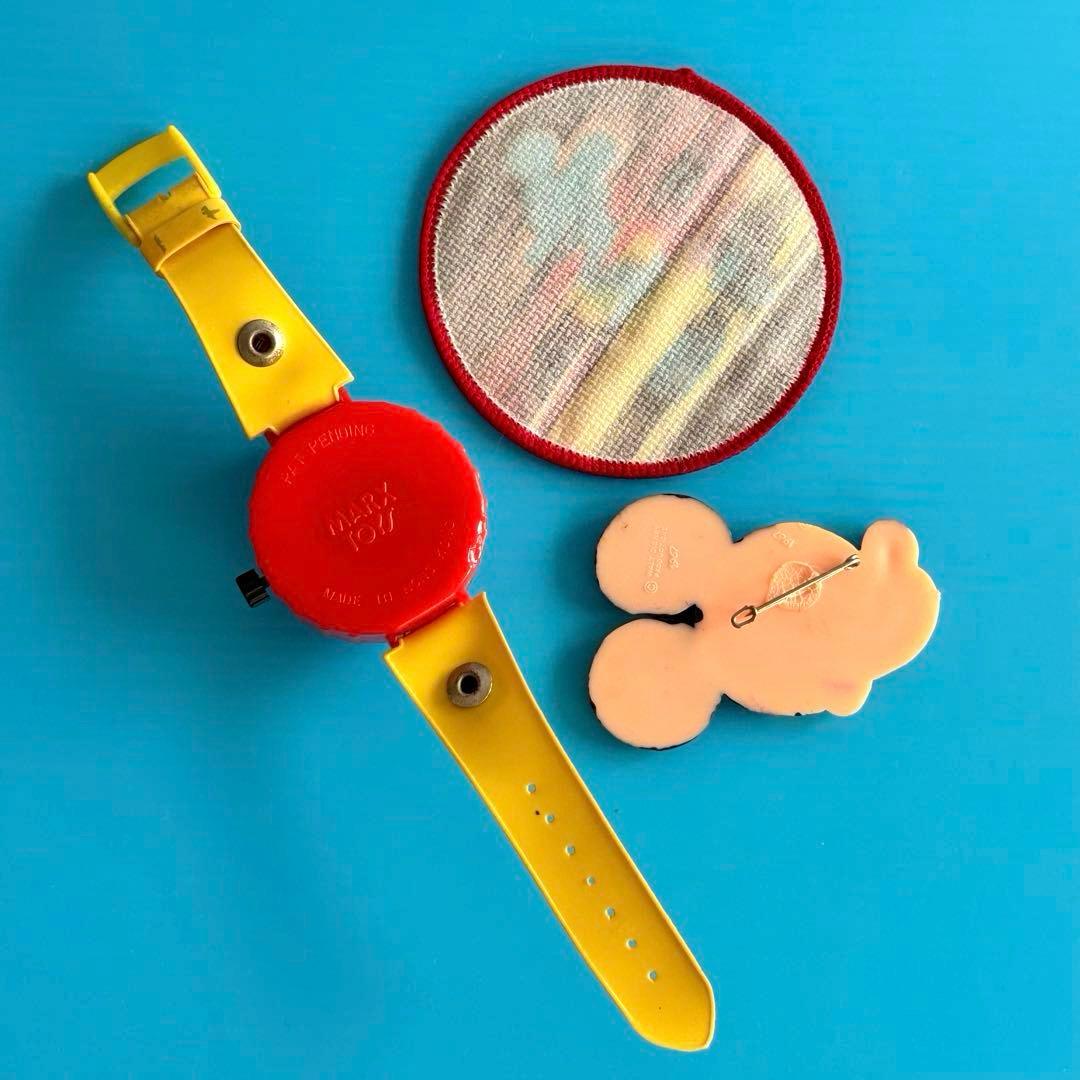 ヴィンテージ】1977MARXミッキーマウス腕時計＊ワッペン＊1967バッジ