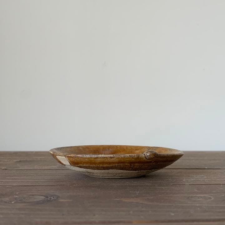 美濃 飴釉 平盃 小皿 No.1 古道具 古美術 アンティーク 美濃古窯