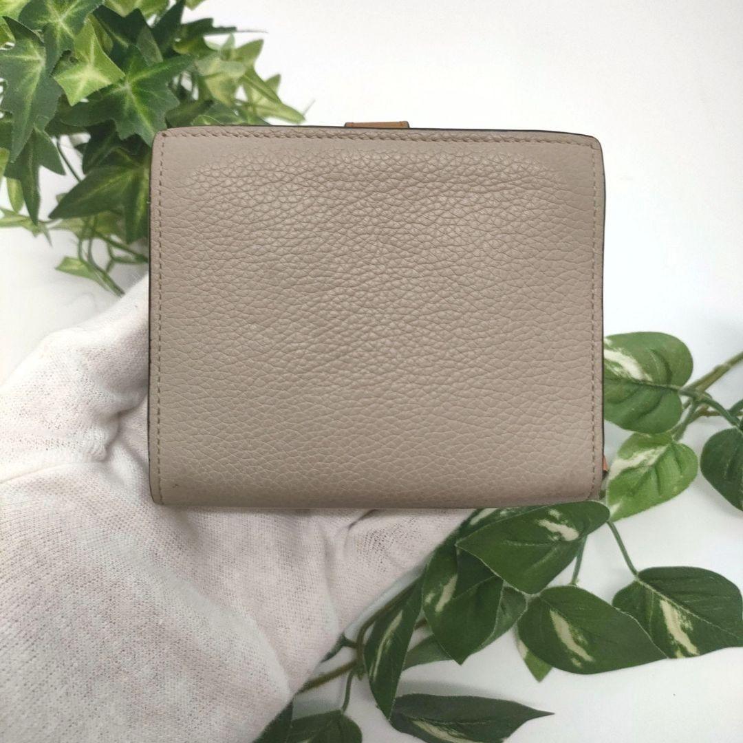 ロエベ　折り財布　コンパクトジップウォレット　アナグラム　ベージュ