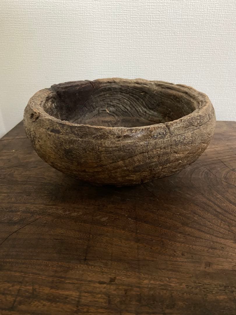 1930年代 古道具坂田 購入 アフリカ チーク削り出しハンドメイドボウル 祭器