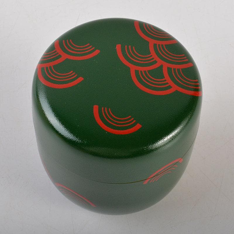 茶道具 中谷秀斉作 青海波 青漆石地塗 大棗 共箱