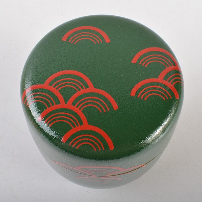 茶道具　中谷秀斉作　青海波　青漆石地塗　大棗　共箱　V　6553