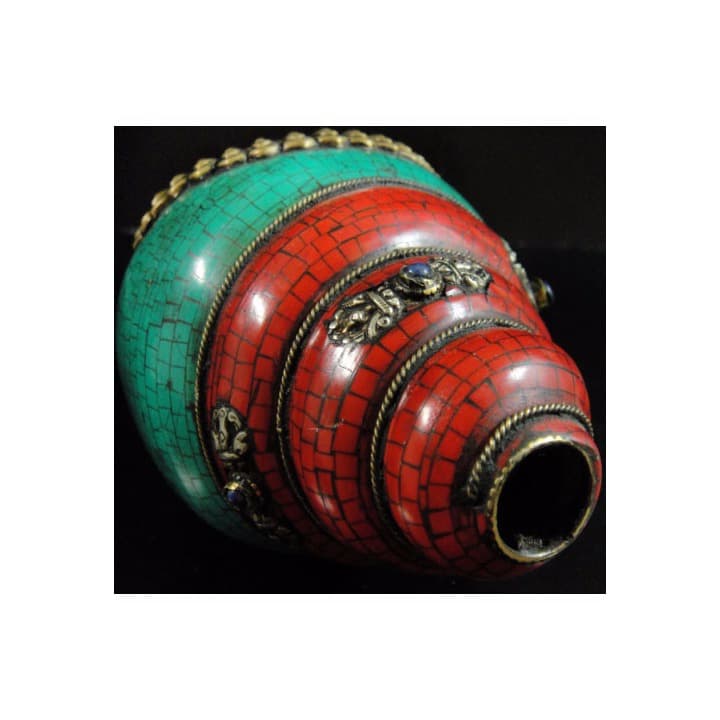 ◇チベット密教法具 法螺貝（シャンカ）羯磨（カツマ） M3