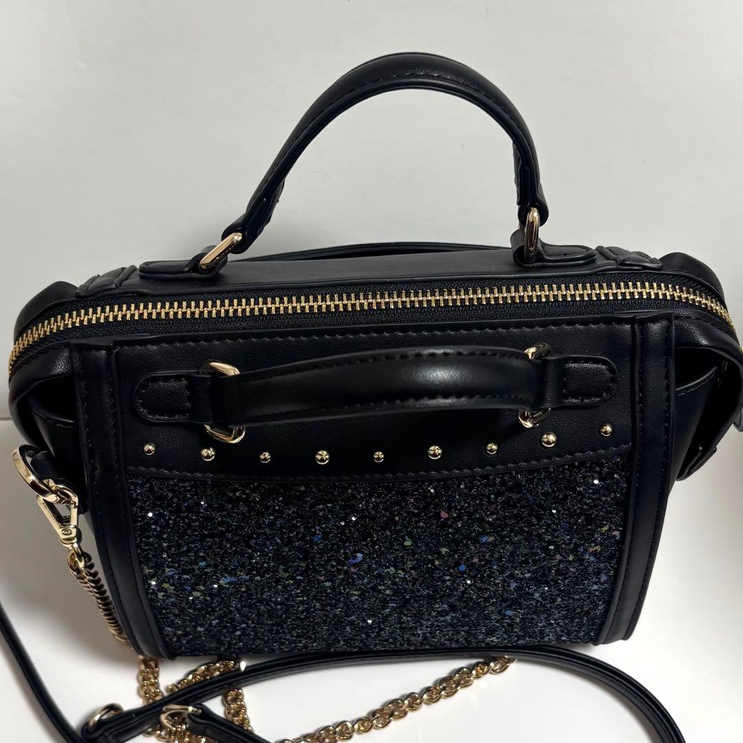 DIANA ミニボストンバッグ グリッター ブラック