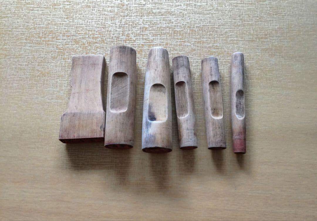 明治期 ツゲ材手彫り印 9種6本