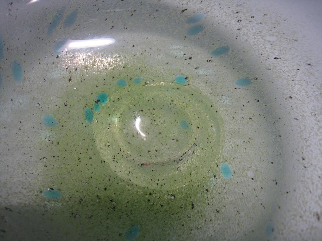 ガラス製抹茶碗 水崎長寿 義山茶盌 銘【浅黄霜】