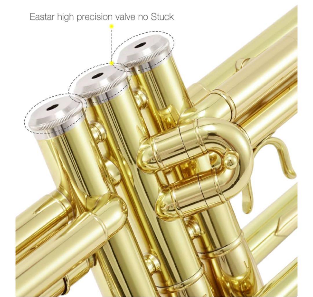 新品同様★Eastarトランペット一式ケース付 Bb調 初心者 ゴールド吹奏楽
