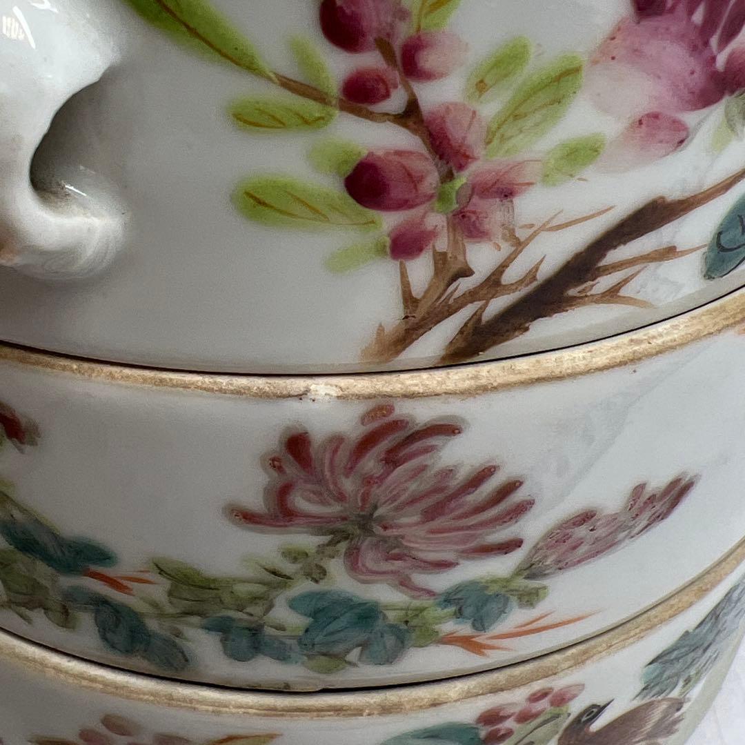 中国清時代 粉彩 四段重 高さ約18㎝ 木箱付 トコオ 東さ8-0126☆2F