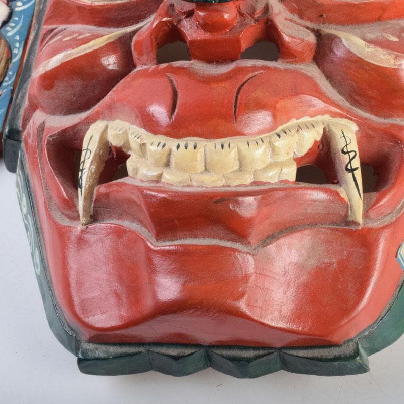 バリ島 インドネシア 彩色木彫 面 壁掛 N 9207A