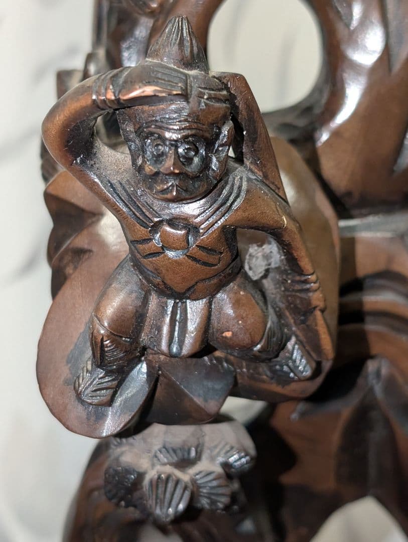 古美術 アート 木彫り 彫刻 『西遊記』 木台付