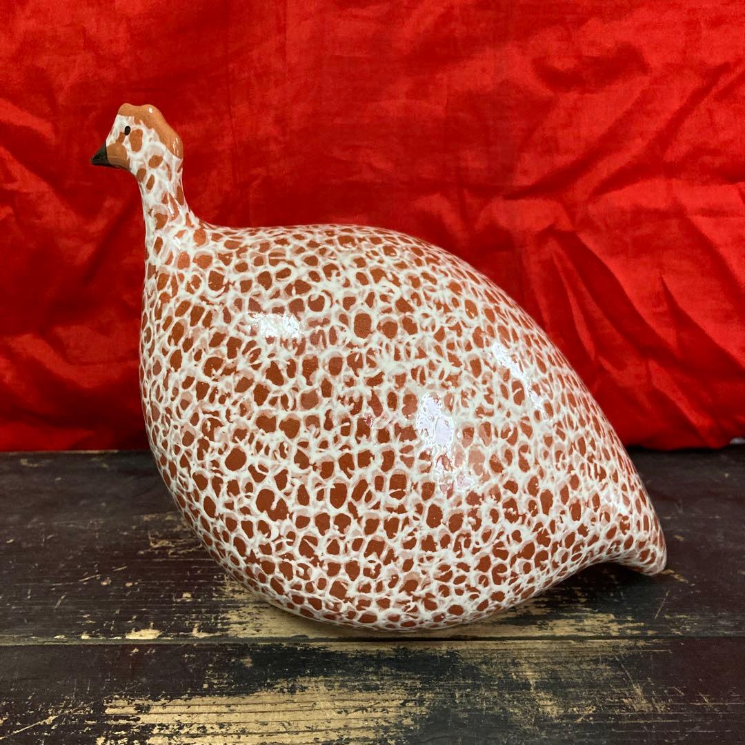 ホロホロ鳥　陶器オブジェ　置物　二体　ハイジ・カイヤール　インテリア雑貨