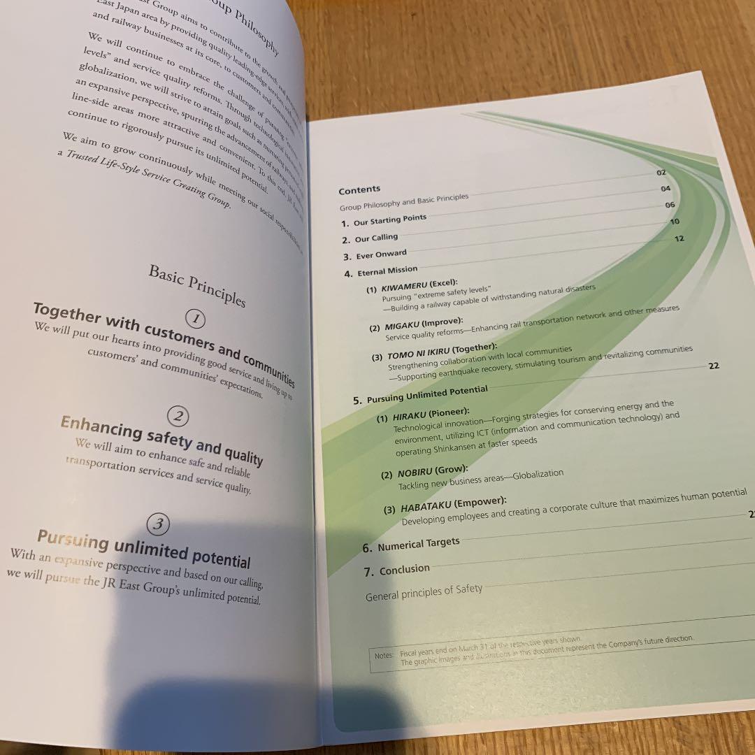 非売品　JR東日本 経営ビジョン