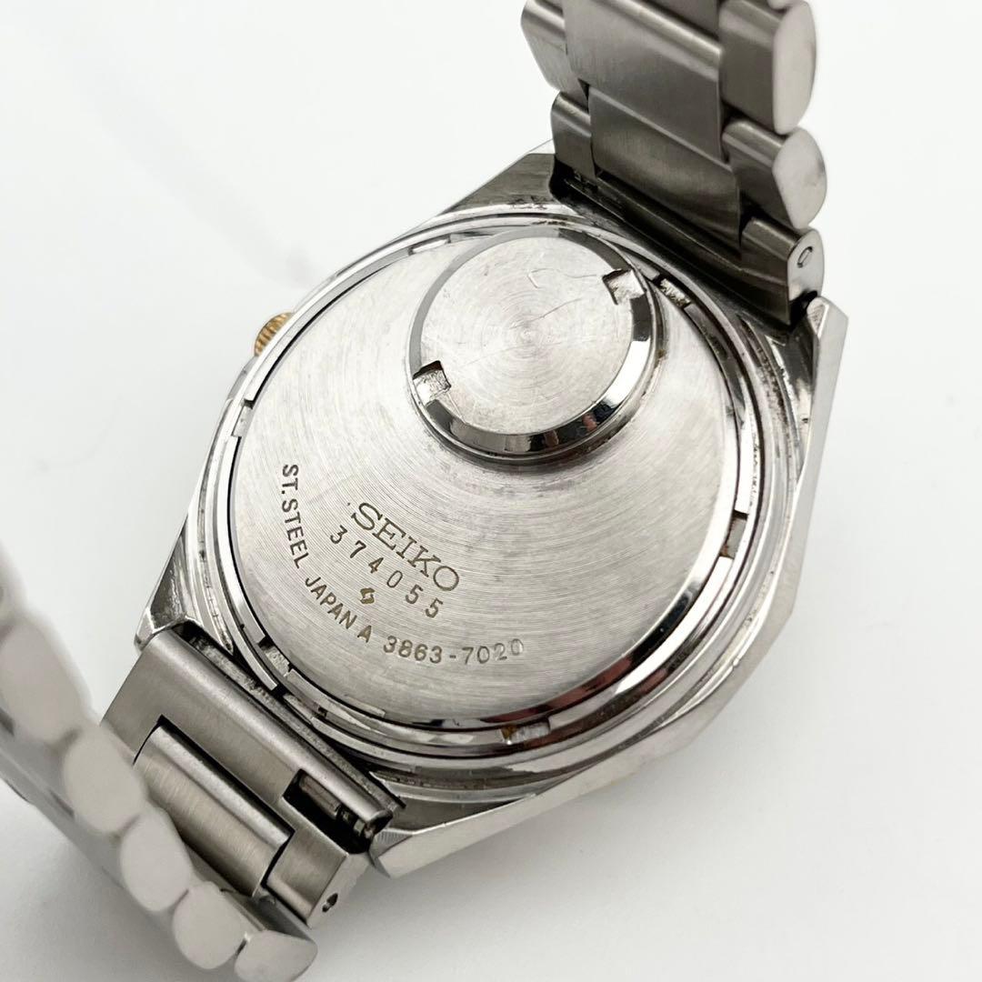 【稼働品】SEIKO カットガラス　クォーツ 腕時計 コンビ 3863-7020