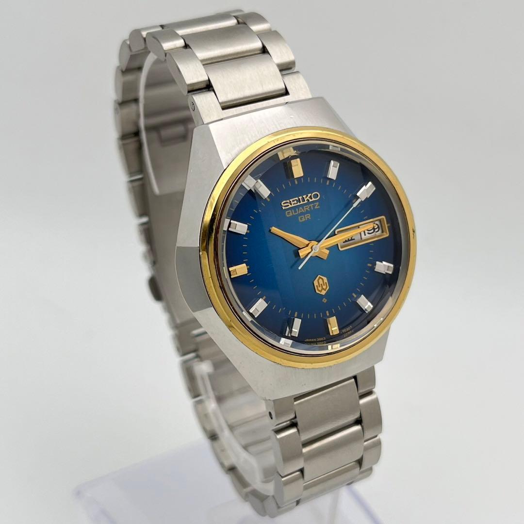 【稼働品】SEIKO カットガラス　クォーツ 腕時計 コンビ 3863-7020