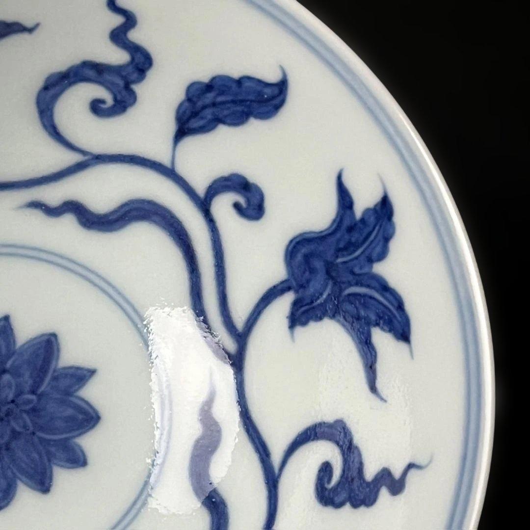 唐物 青花花紋碗 大明成化年製 款 中国美術 古玩 SH93