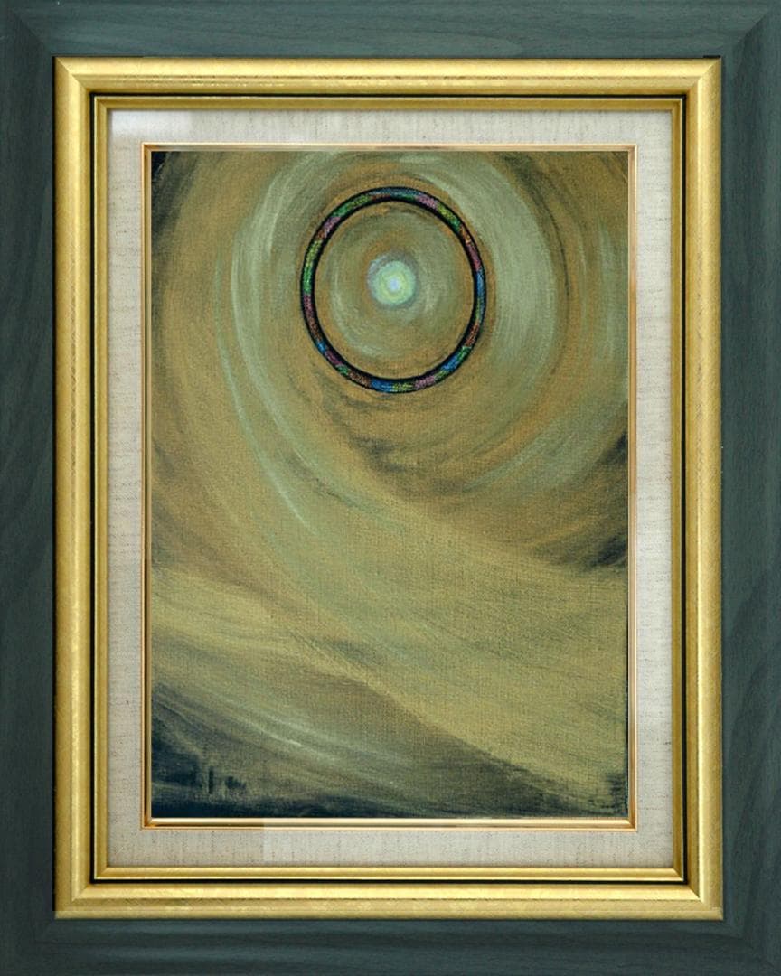 絵画インテリア 絵 額付(薄青緑) 油絵 F3-G172023 風景 祈り 希望 絵画