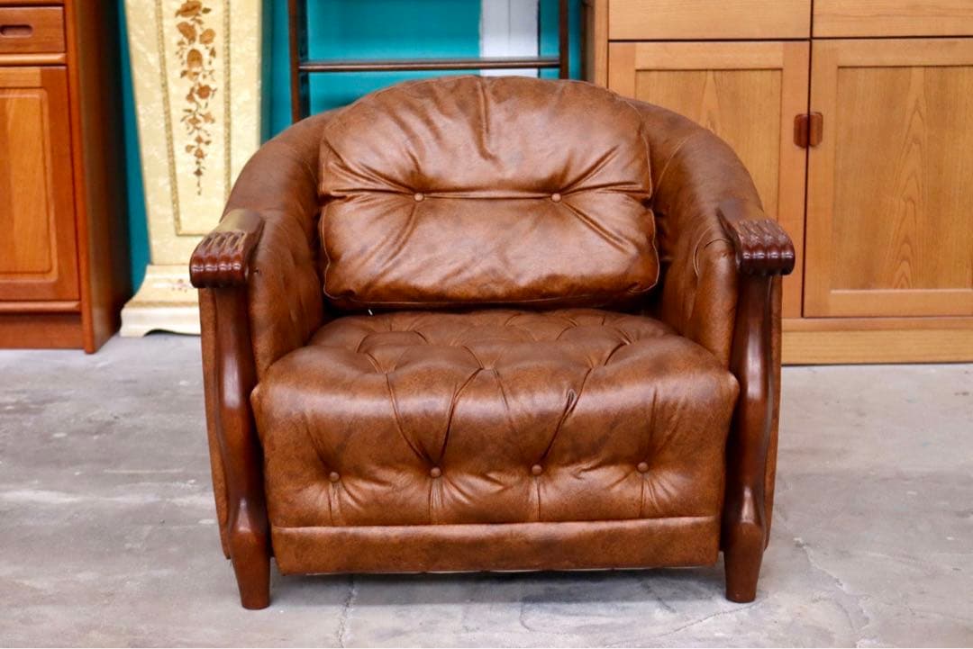 O-1872】マルニ木工 ベルサイユ 3人掛けソファ レザー ブラウン MARUNI