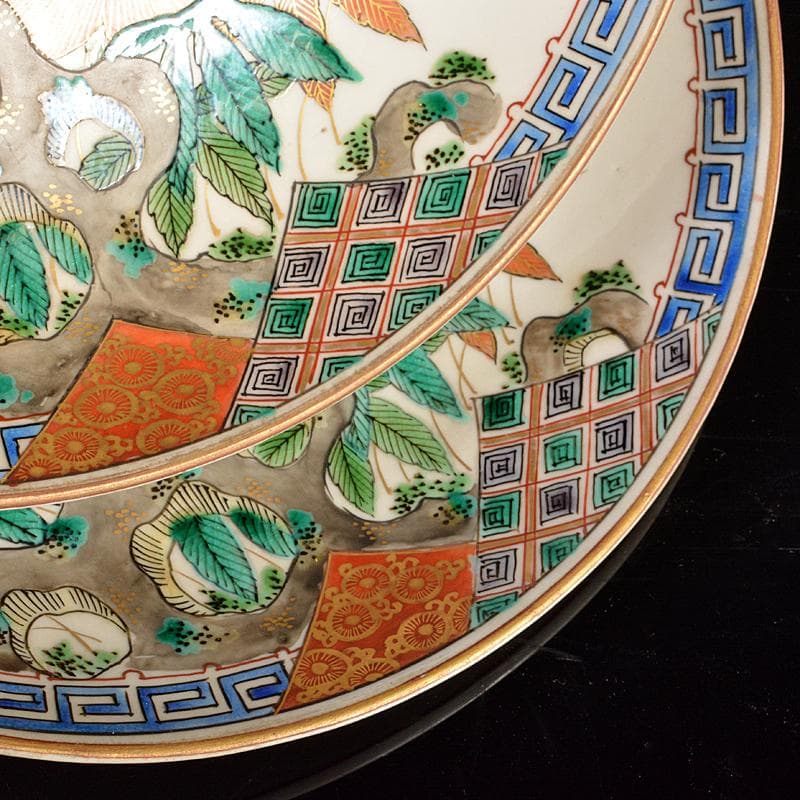 九谷焼 九谷庄三作 色絵 花鳥文 飾皿 一對 M R5305 - メルカリ