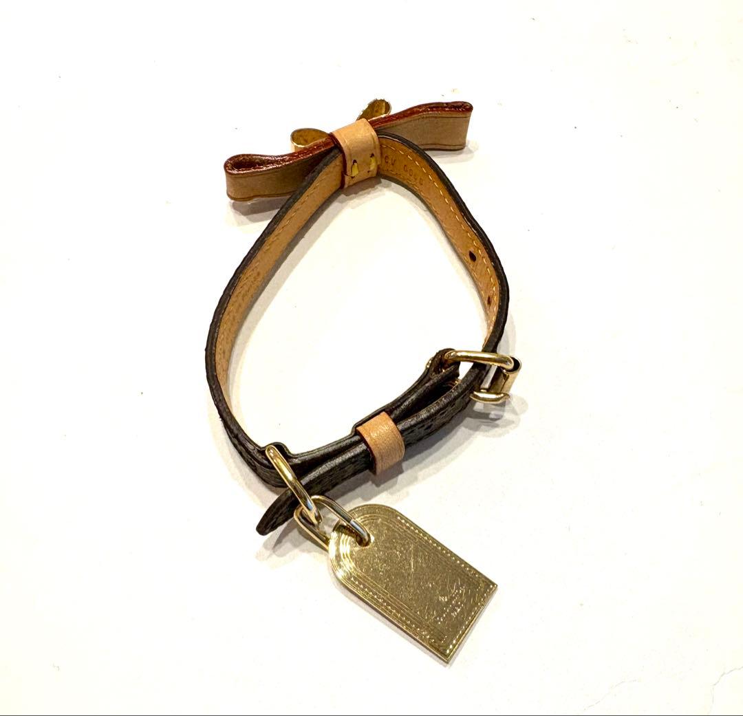 ヴィトン☆首輪 リボン ドッグチョーカー モノグラム コリエ