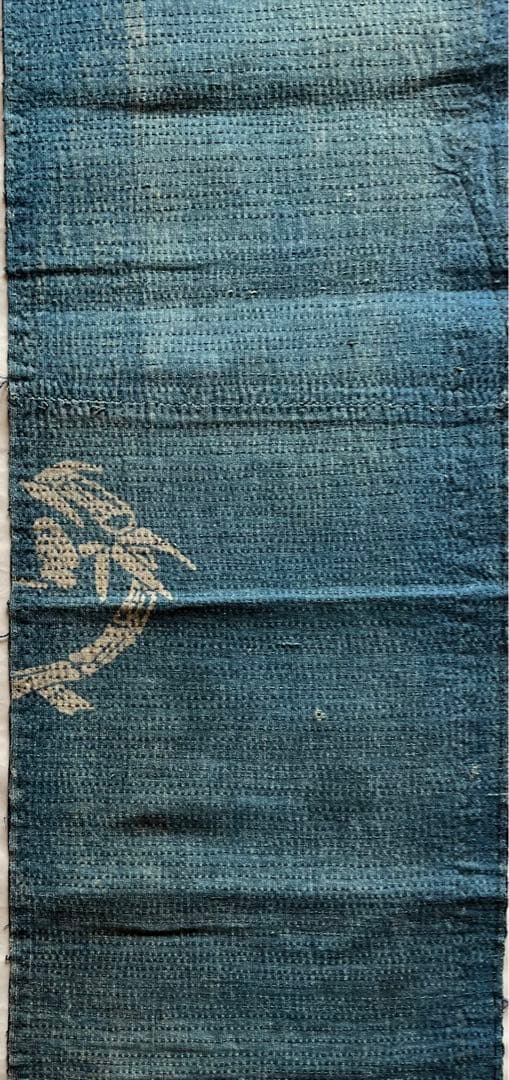 古布　木綿　藍染め　蚊絣　浅葱色　筒描き　刺し子