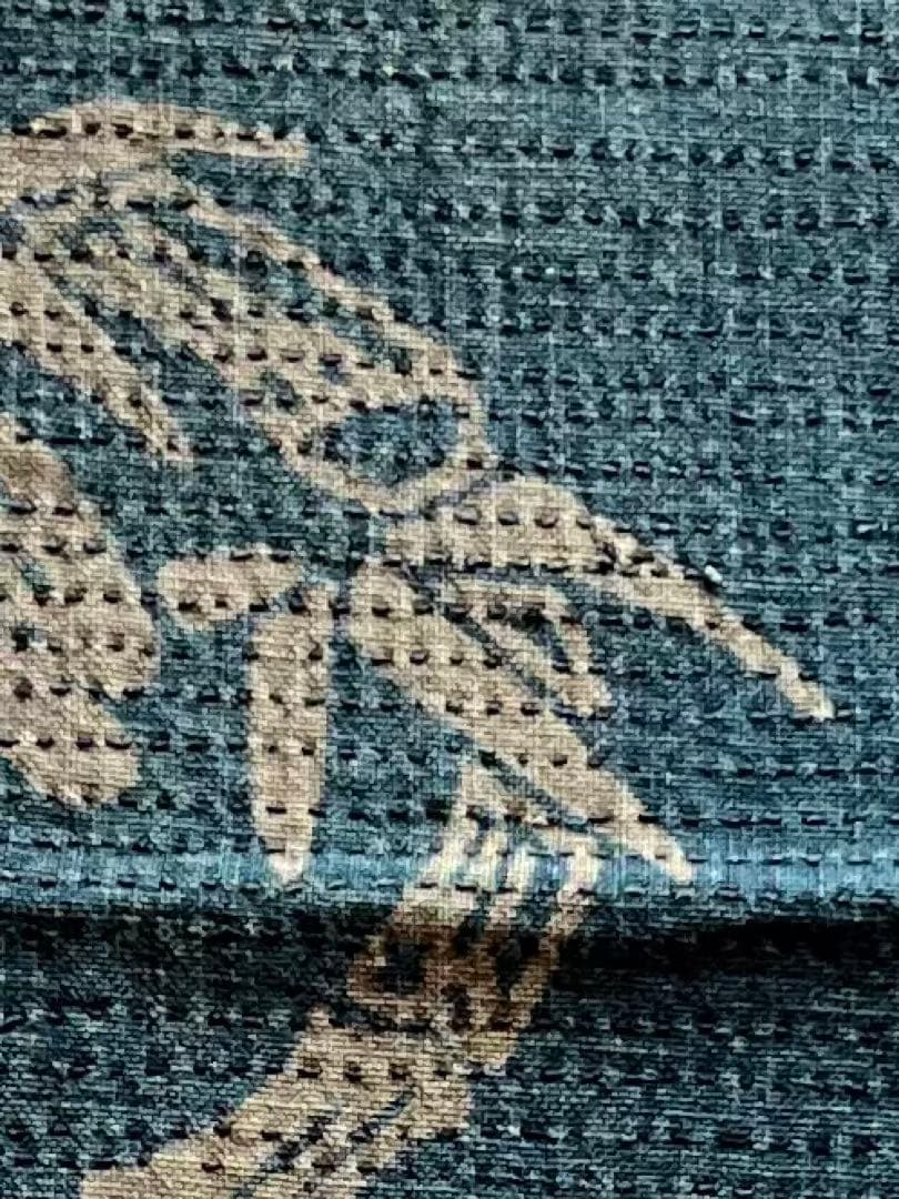 古布　木綿　藍染め　蚊絣　浅葱色　筒描き　刺し子