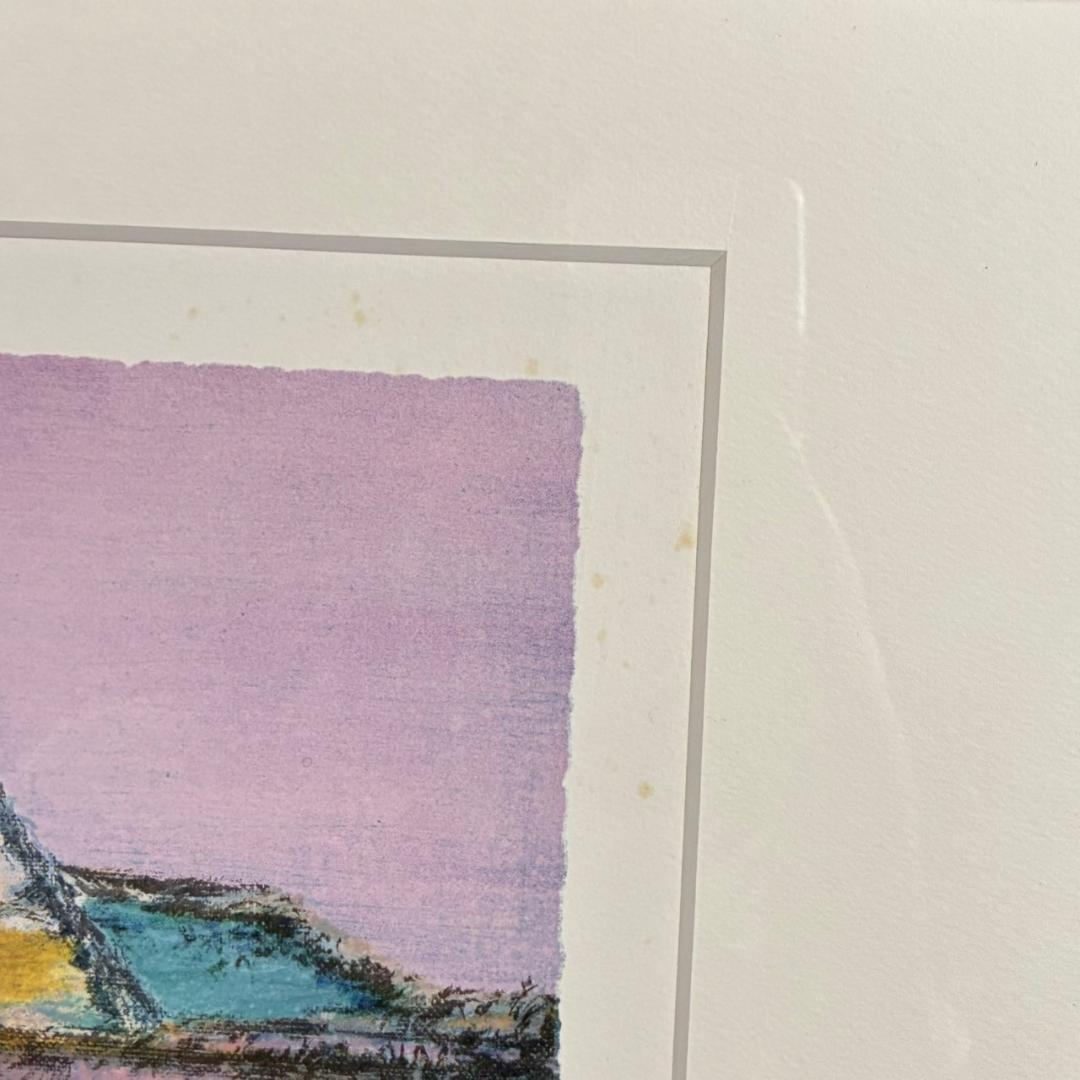 田崎廣助「桜島」リトグラフ 印章有 エンボス印有 額縁入り 田崎広助