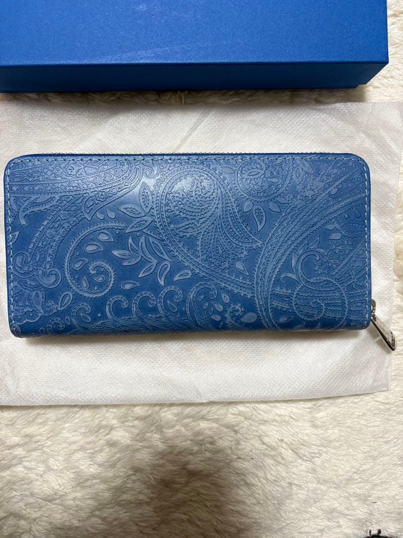 BAGGY PORT KOI 藍染レザー 長財布 ペイズリー柄 本革