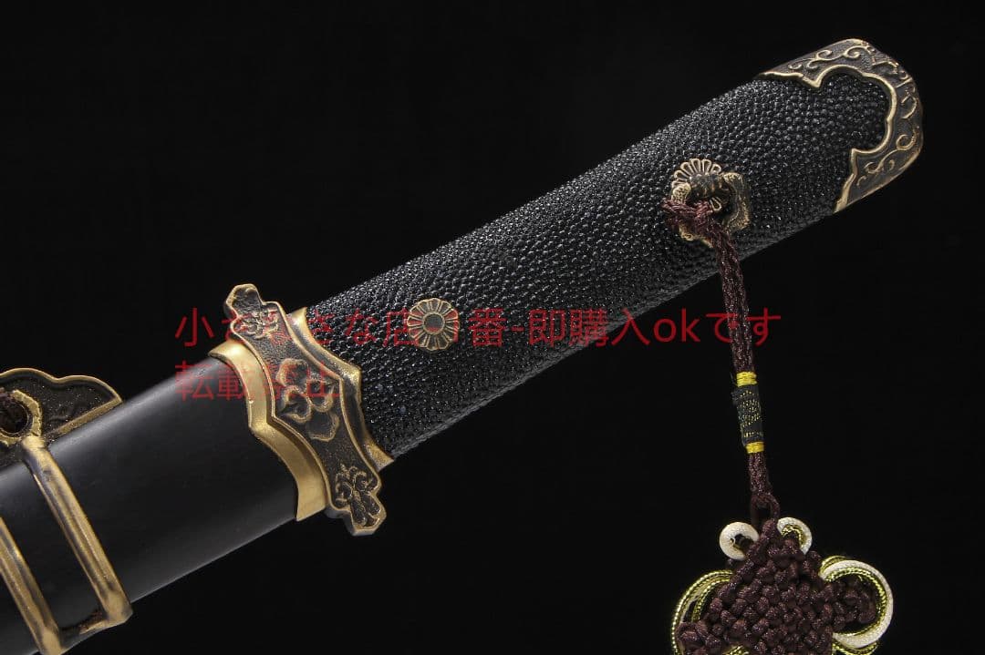 黒檀木魚皮柄小唐横刀T 10焼刃 古兵器 武具 刀装具 日本刀 模造刀 居合刀