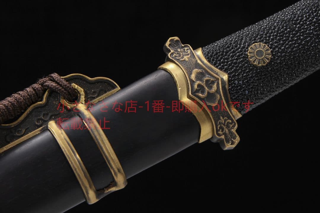 黒檀木魚皮柄小唐横刀T 10焼刃 古兵器 武具 刀装具 日本刀 模造刀 居合刀