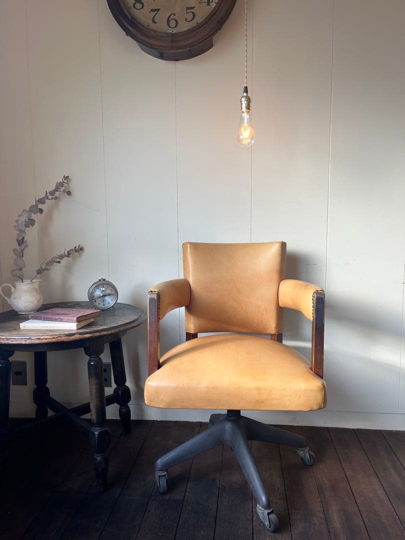 キャメルレザー 回転椅子事務オフィスチェアキャスター本革アンティークヴィンテージ 楽天市場】大川家具 オフィスチェア チェア ヴィンテージ キャスター