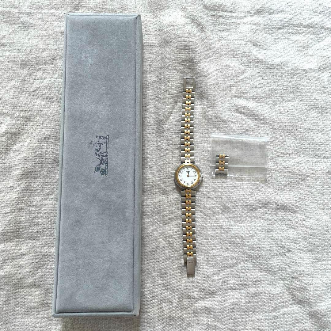 HERMES シルバーゴールド 腕時計 BOX 予備のコマ付き ビンテージ